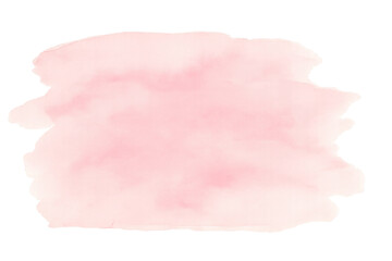 Poster - Soft pink watercolor texture featuring translucent wash, blending gentle edges across transparent background for design elements