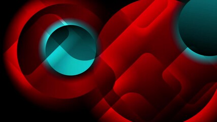 Poster - Dark blue red glossy circles and squares geometric tech backgrounds. Seamless looping abstract concept motion design. Video animation Ultra HD 4K 3840x2160