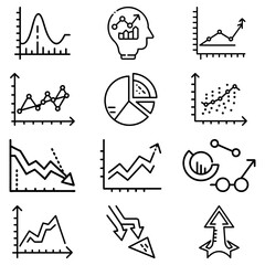 Poster - Collection of various business charts and graphs including line graphs pie chart and bar graph representations