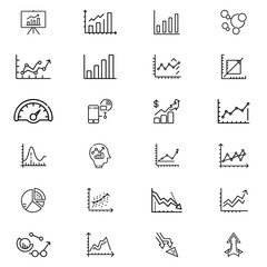 Poster - Illustration of various types of charts graphs and diagrams representing data analysis and statistics