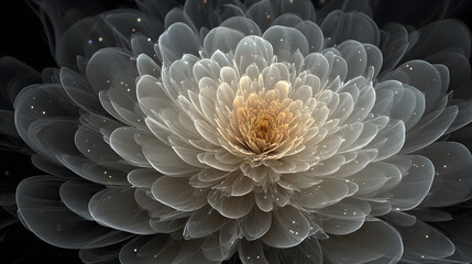 Poster - Abstract Gray Flower Artistic Digital Design