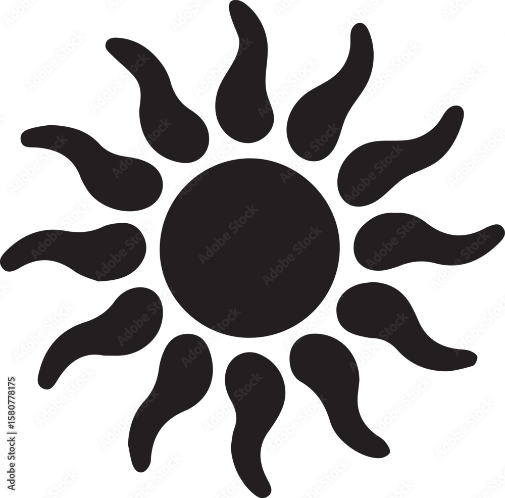 Sun Illustration Black and White Sun Icon Vector Graphic for Design ...
