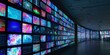 © AuraArt - A wall of vibrant screens displays an array of colorful data streams.