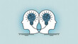 © Aminul - Two heads with lightbulbs and gears inside symbolizing shared ideas and collaboration