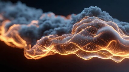 Wall Mural - abstract digital art: glowing particles and smoke