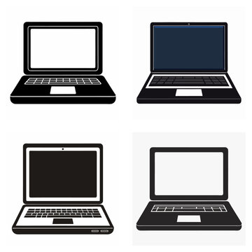 Four Laptop Icons with Different Screen Colors and Styles computer technology
