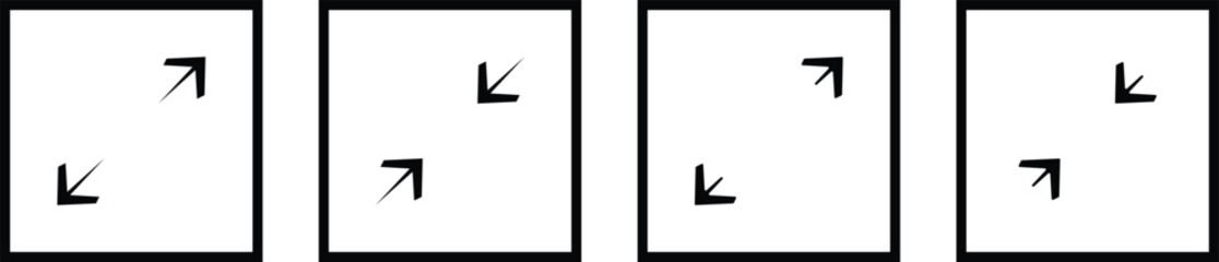 maximize and minimize line Arrows icon set. Full screen and exit screen. Full screen and exit screen
