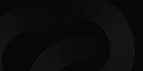 Poster - Abstract black glowing geometric lines modern shiny gray circle lines pattern