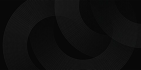 Poster - Abstract black glowing geometric lines modern shiny gray circle lines pattern