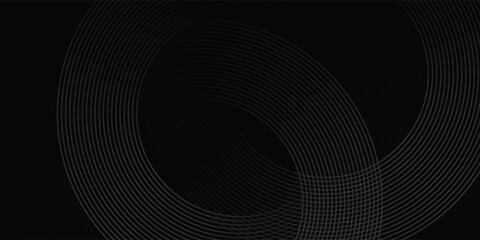 Poster - Abstract black glowing geometric lines modern shiny gray circle lines pattern