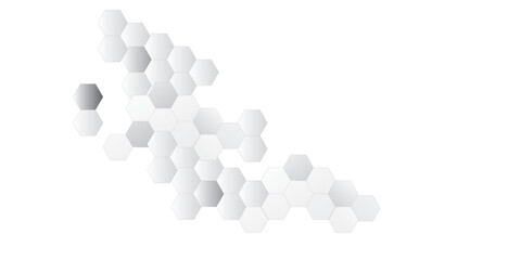 Poster - Abstract background with hexagons Abstract hexagon polygonal pattern background vector. seamless bright white abstract honeycomb background. 3d, science medical concept and banner background