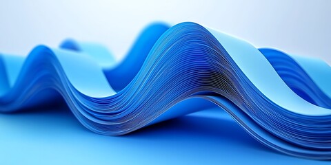 Poster - Abstract Ripple Effect of Blue Paper Waves on Soft Background