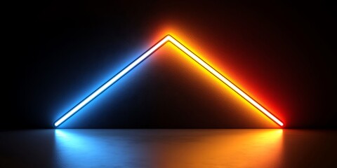 Poster - Neon Triangle Light Display with Vibrant Colors on Dark Background