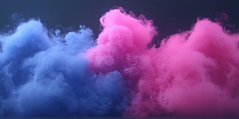 Poster - Colorful Smoke Clouds in Blue and Pink Against a Dark Background