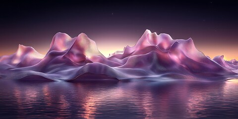 Poster - Abstract Landscape of Fluid Formations with Purple and Pink Hues