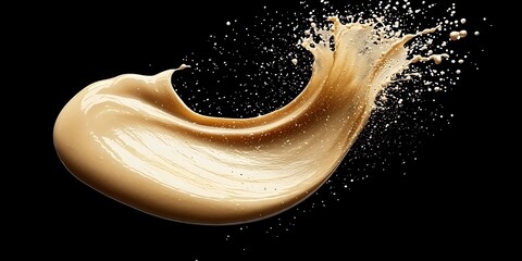 Poster - Dynamic Splash of Creamy Liquid Against Black Background