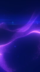 Poster - A glowing purple waveform flows across a blue background, forming a sleek, luminous digital wave