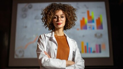 Poster - Confident Female Scientist Presenting Data