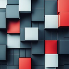 Poster - Abstract geometric composition of cubes in varying colors and shapes