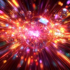 Poster - Vibrant Abstract Background with Bright Colors and Light Rays
