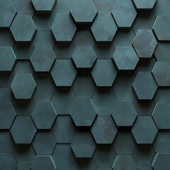 Poster - Hexagonal Pattern of Blue Grey Tiles for Modern Interior Design