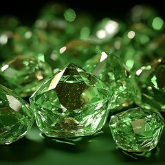 Poster - Sparkling Green Gems and Crystals with Intricate Cuts and Shine