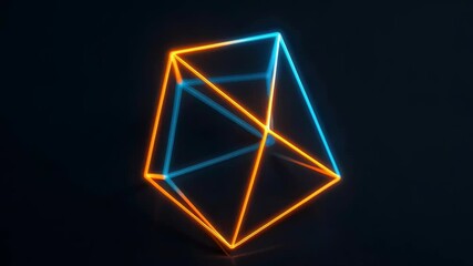 Poster - Futuristic Geometric Shapes with Neon Lighting in Dark Background for Abstract Digital Art