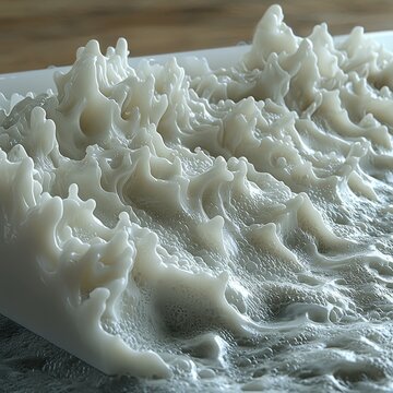 Abstract 3D Render of White Wavelike Forms on Gray Background