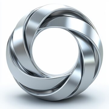 Abstract Chrome Metal Ring 3D Render