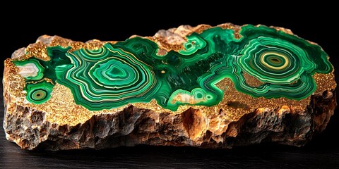 Poster - Stunning Green Agate Stone with Golden Highlights and Unique Patterns