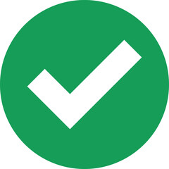 Poster - Green circle with a white check mark symbol isolated on transparent background