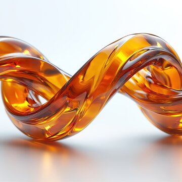 Amber Liquid Swirling Spiral Abstract 3D Render
