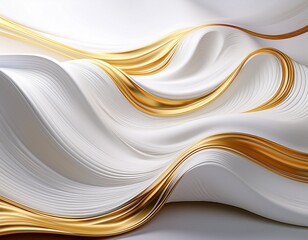 Fototapete - elegant white waves with golden accents creating a smooth aesthetic