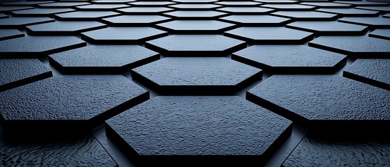 Poster - Textured Hexagonal Pattern on Dark Surface in Abstract Design
