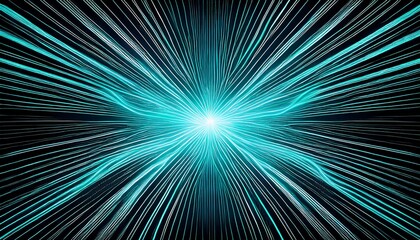 Poster - abstract energy burst with turquoise lines on dark background