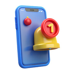 Poster - Phone notification bell icon alert reminder message new update social media app communication mobile device 3d