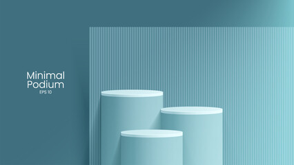 Wall Mural - Abstract minimal scene. Minimal podium with soft material base. Soft podium stages and product showcase platform with covers and golden in round and square shape. 