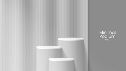 Wall Mural - Abstract minimal scene. Minimal podium with soft material base. Soft podium stages and product showcase platform with covers and golden in round and square shape. 