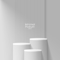 Wall Mural - Abstract minimal scene. Minimal podium with soft material base. Soft podium stages and product showcase platform with covers and golden in round and square shape. 