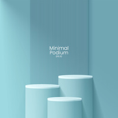 Wall Mural - Abstract minimal scene. Minimal podium with soft material base. Soft podium stages and product showcase platform with covers and golden in round and square shape. 