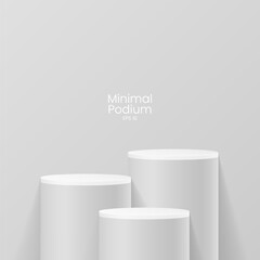 Wall Mural - Abstract minimal scene. Minimal podium with soft material base. Soft podium stages and product showcase platform with covers and golden in round and square shape. 