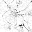 Monochrome city map with road and transport network of Toledo, Spain