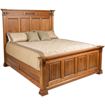 Elegant Wooden King Size Bed Isolated for Bedroom Decor and Interior Design Projects