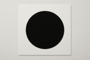 Poster - Bold black circle on white background showcases minimalist and modern abstract design, perfect for graphic design or backdrop applications.