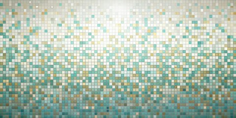 Poster - Illuminated Teal and Gold Mosaic Tile Wall Texture  A Seamless Pattern for Design Projects