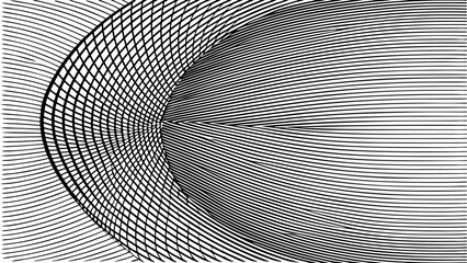 Poster - Abstract black and white optical illusion with intersecting curved lines