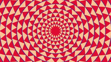 Aufkleber - Concentric circles of red triangles and peach background with blue outline