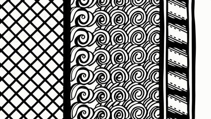 Aufkleber - Abstract black and white graphic design with geometric and organic patterns