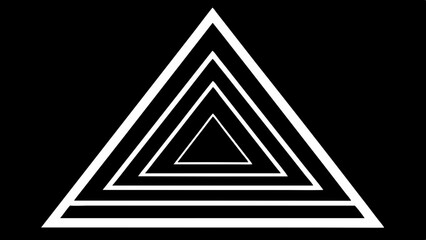 Poster - Concentric white triangles creating a geometric pattern against a black background