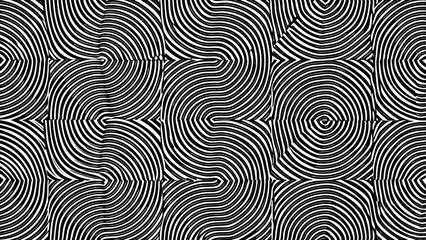 Aufkleber - Abstract black and white curved lines pattern with optical illusion effect